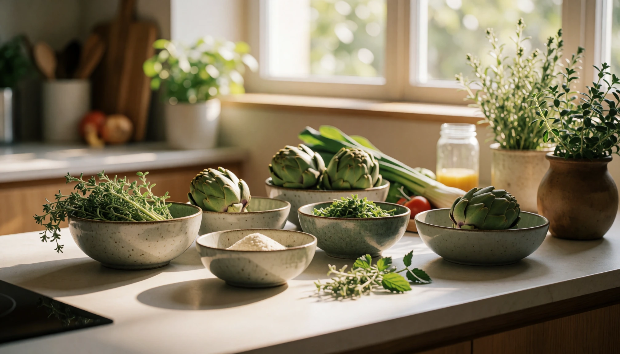 Artichauts frais de saison prêts à être cuisinés