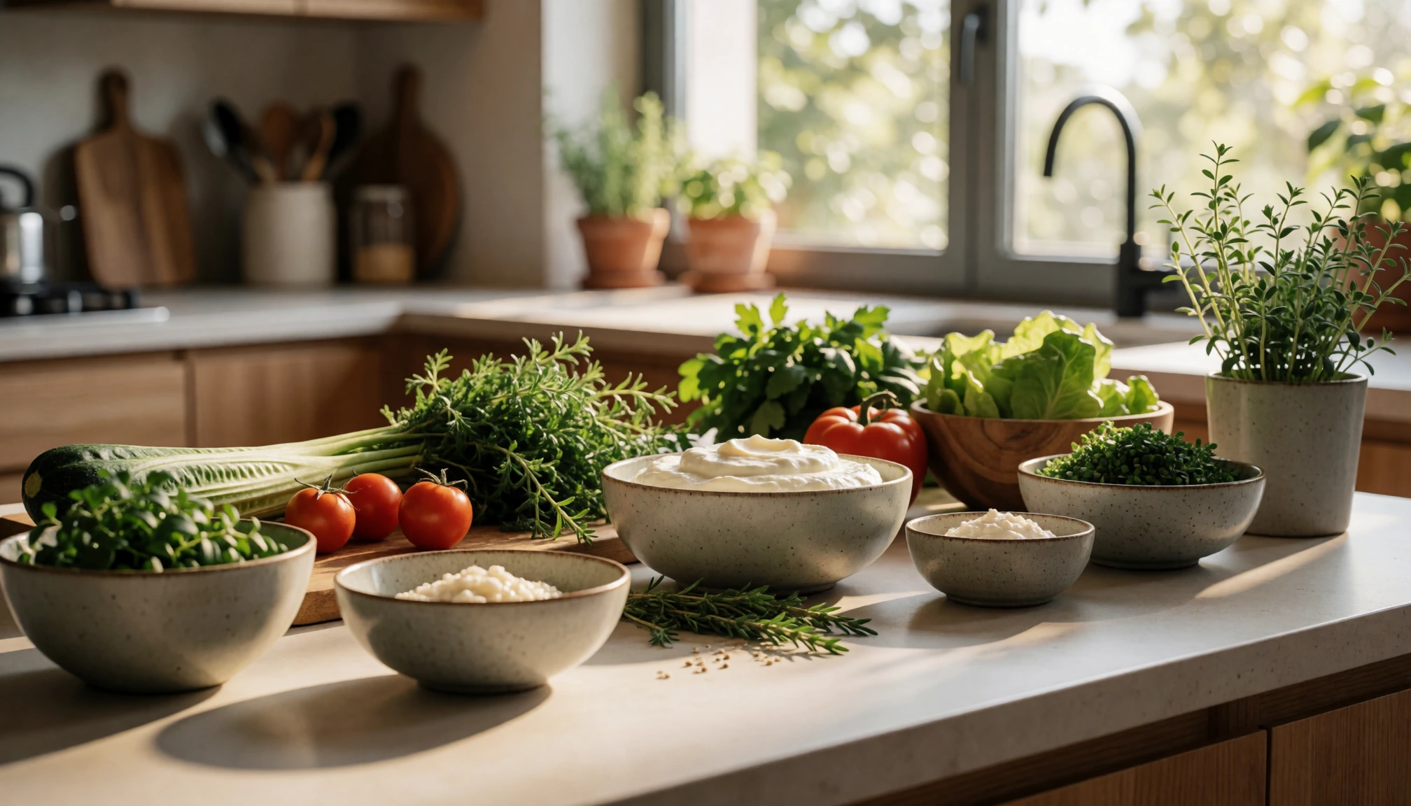Fromage blanc et légumes pour un repas végétarien équilibré