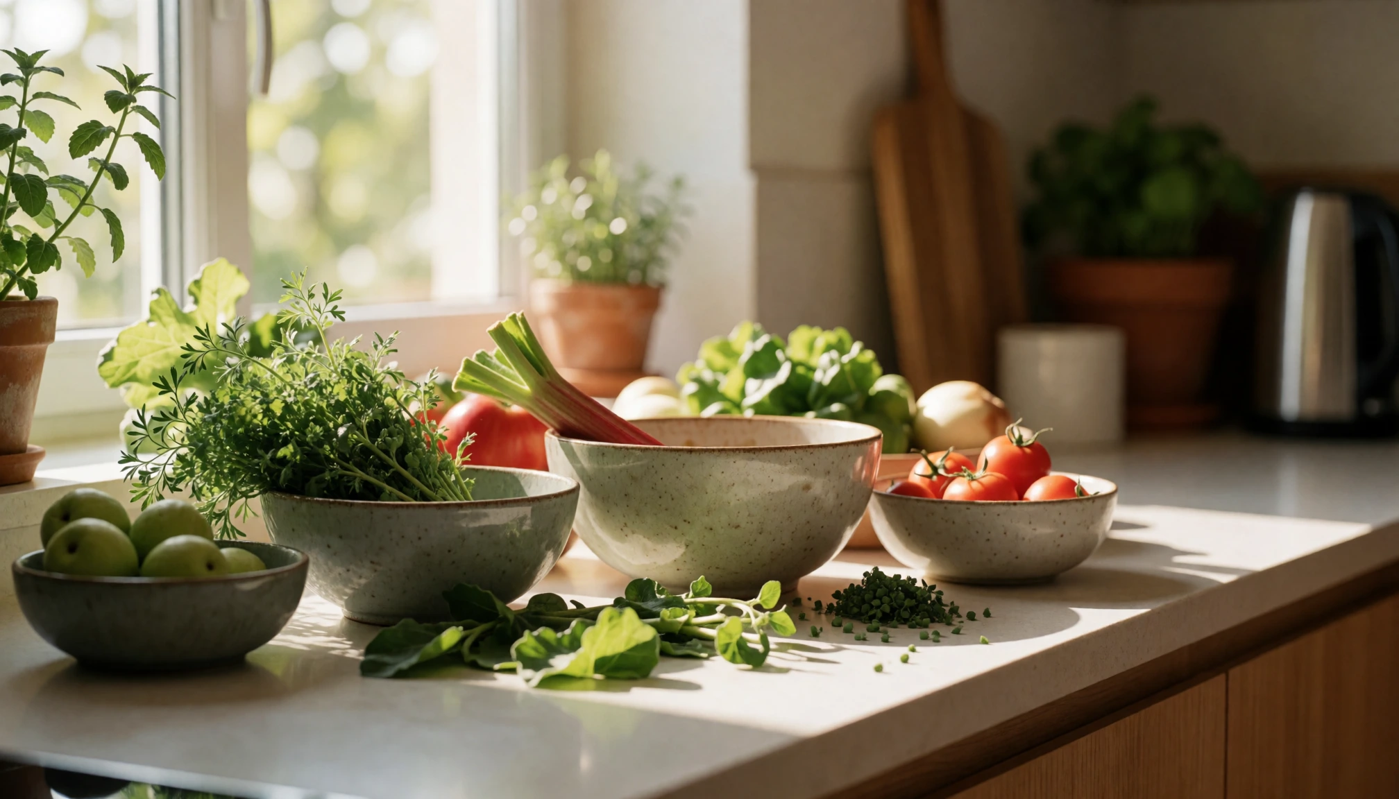 Rhubarbe fraîche coupée prête à être cuisinée